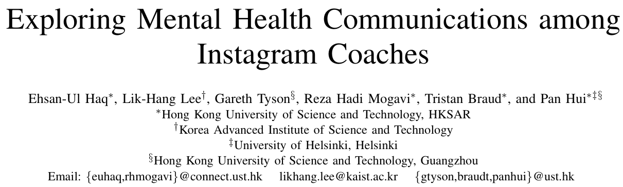 Cover image for Psychologists, Therapists, Writers, Doctors? Exploring Mental Health Communications among Instagram Coaches