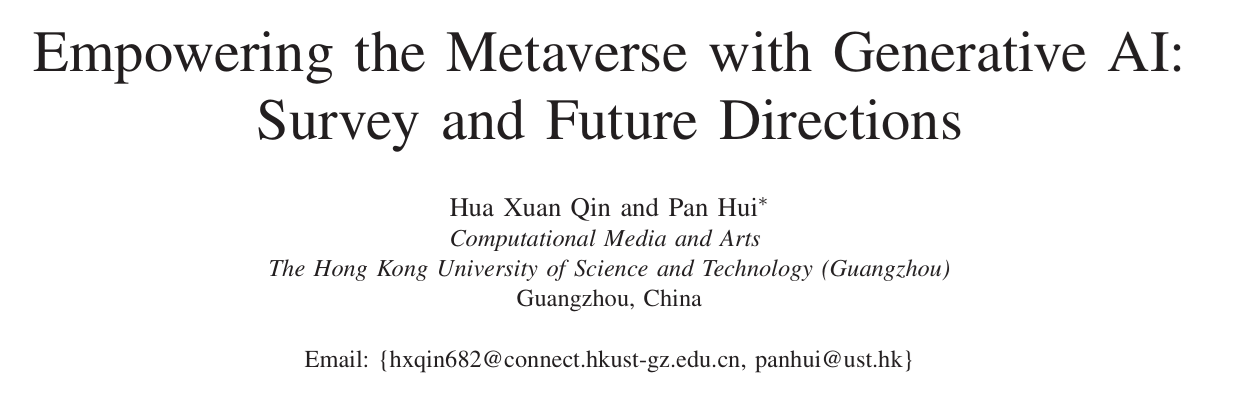 Cover image for Empowering the Metaverse with Generative AI: Survey and Future Directions