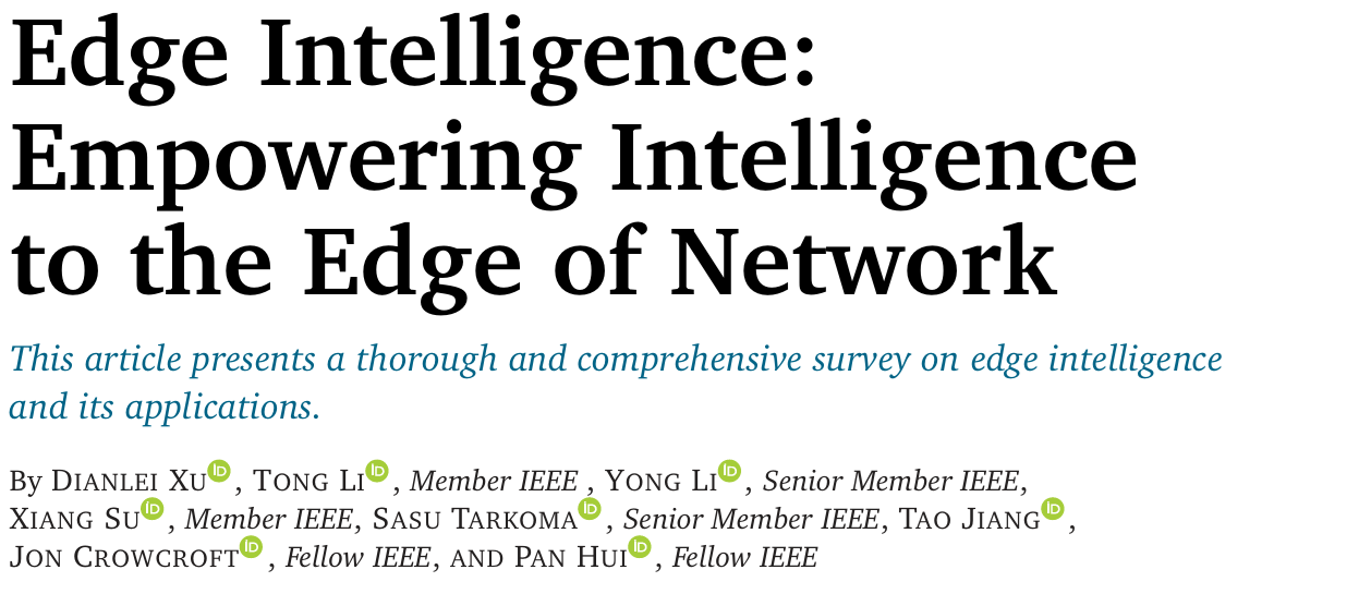 Cover image for Edge Intelligence: Empowering Intelligence to the Edge of Network