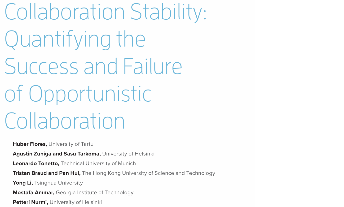 Cover image for Collaboration Stability: Quantifying the Success and Failure of Opportunistic Collaboration