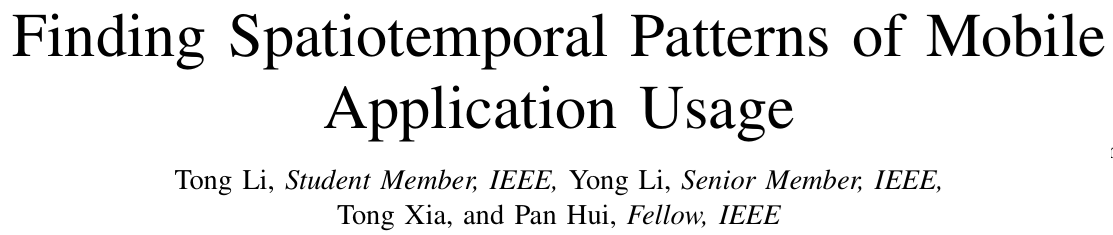 Cover image for Finding Spatiotemporal Patterns of Mobile Application Usage