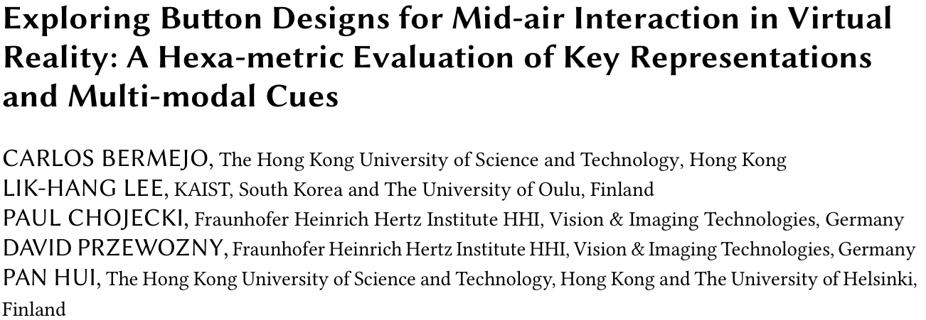 Cover image for Exploring Button Designs for Mid-air Interaction in Virtual Reality