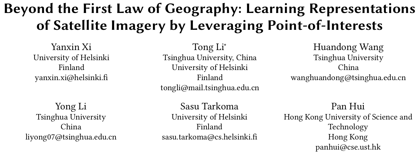 Cover image for Beyond the First Law of Geography: Learning Representations of Satellite Imagery by Leveraging Point-of-Interests