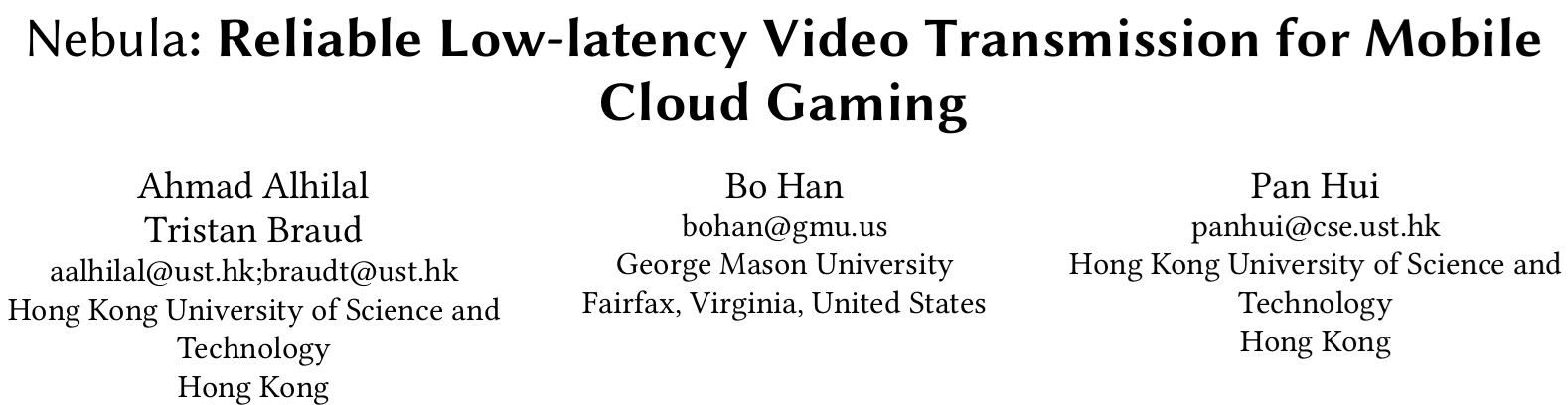 Cover image for Nebula: Reliable Low-latency Video Transmission for Mobile Cloud Gaming