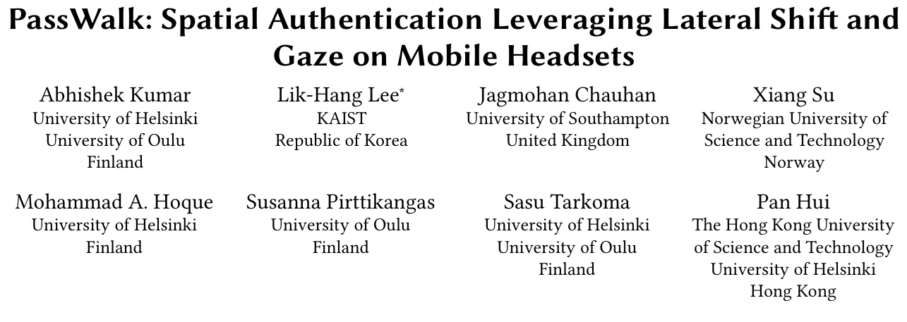 Cover image for PassWalk: Spatial Authentication Leveraging Lateral Shift and Gaze on Mobile Headsets