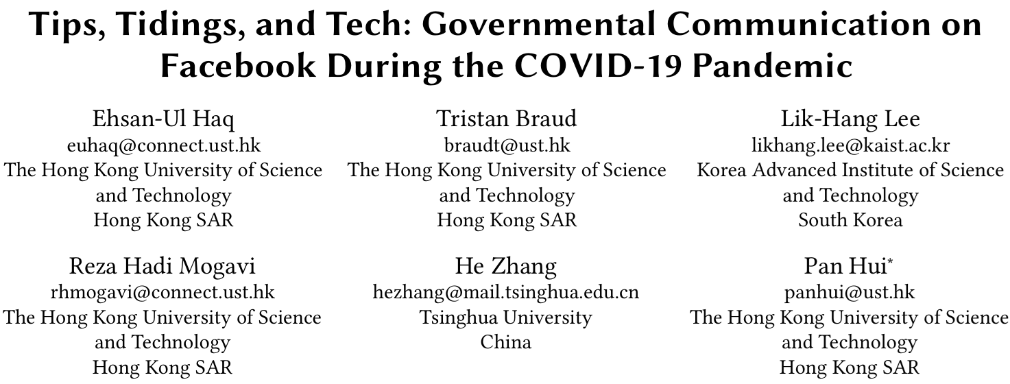 Cover image for Tips, Tidings, and Tech: Governmental Communication on Facebook During the COVID-19 Pandemic