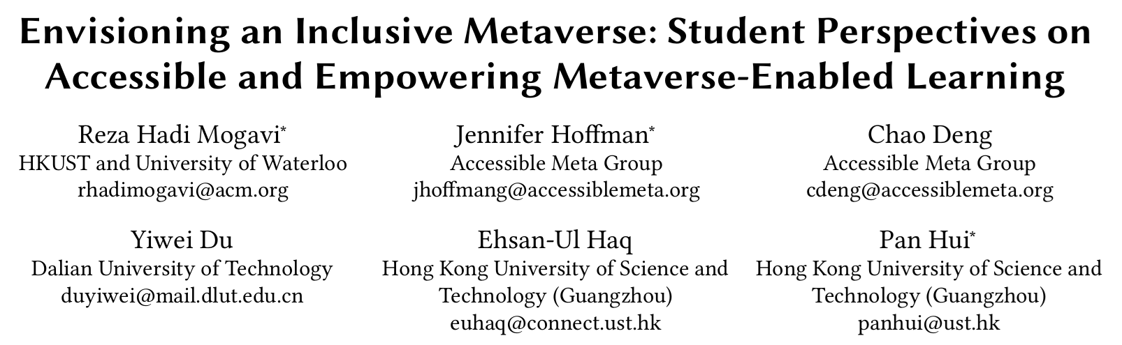 Cover image for Envisioning an Inclusive Metaverse: Student Perspectives on Accessible and Empowering Metaverse-Enabled Learning