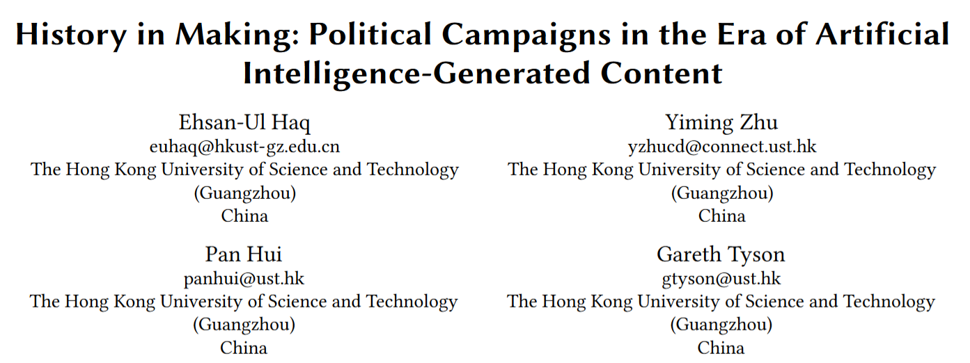 Cover image for History in Making: Political Campaigns in the Era of Artificial Intelligence-Generated Content