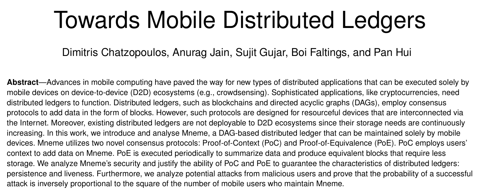 Cover image for Towards Mobile Distributed Ledgers