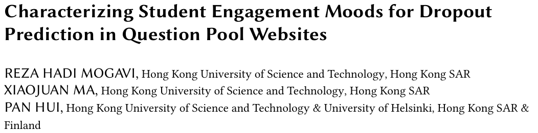 Cover image for Characterizing Student Engagement Moods for Dropout Prediction in Question Pool Websites