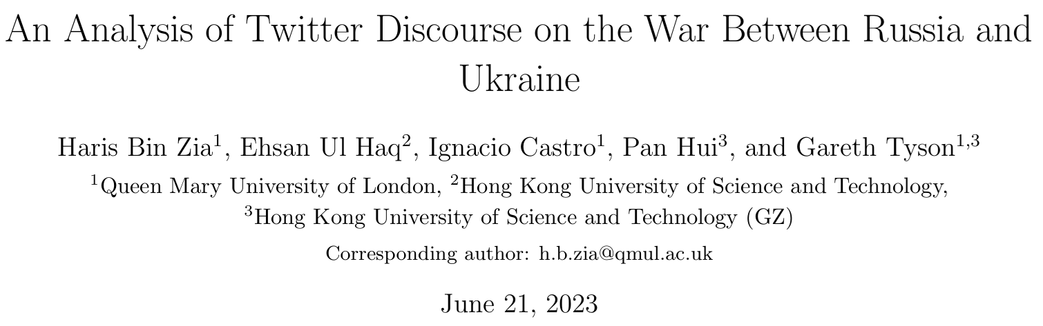 Cover image for An Analysis of Twitter Discourse on the War Between Russia and Ukraine