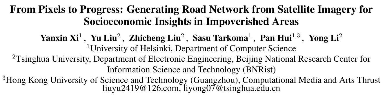 Cover image for From Pixels to Progress: Generating Road Network from Satellite Imagery for Socioeconomic Insights in Impoverished Areas